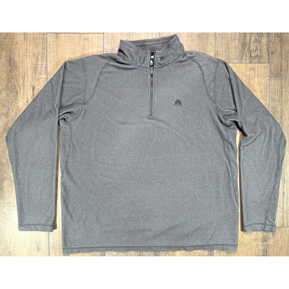 Y2K Nike ACG Shirt Mens Extra Large Gray Quarter Zip Pullover Waffle Long Sleeve - Picture 2 of 12